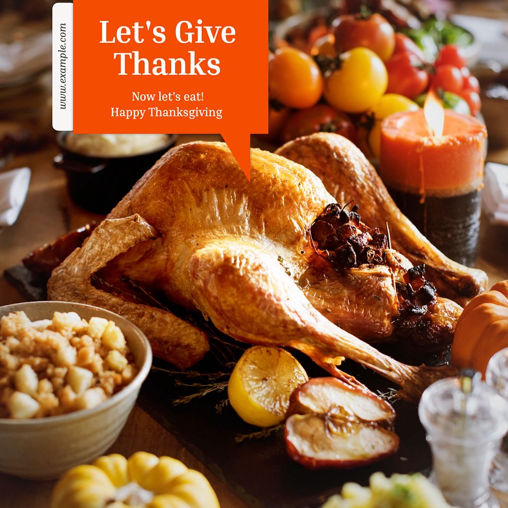 Thanksgiving Instagram post template, editable text