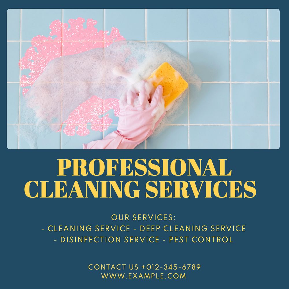 Cleaning service Instagram post template, editable text