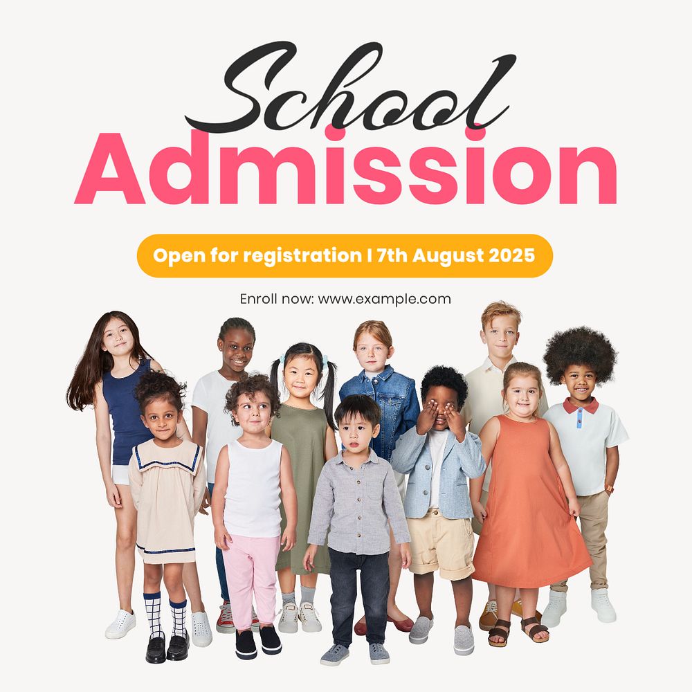 School admission Instagram post template, editable text