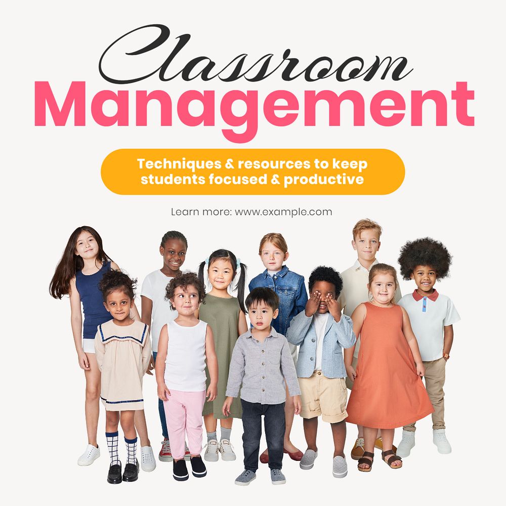 Classroom management Instagram post template, editable text