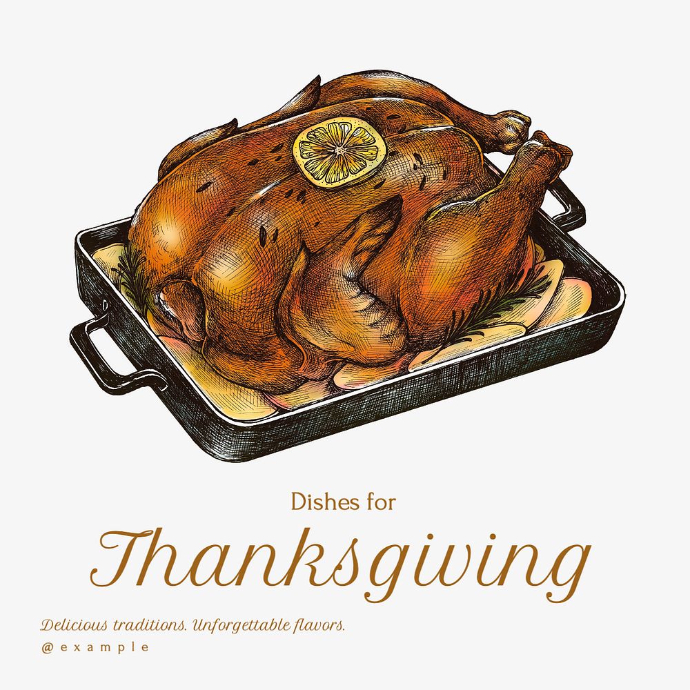 Thanksgiving menu Instagram post template, editable text