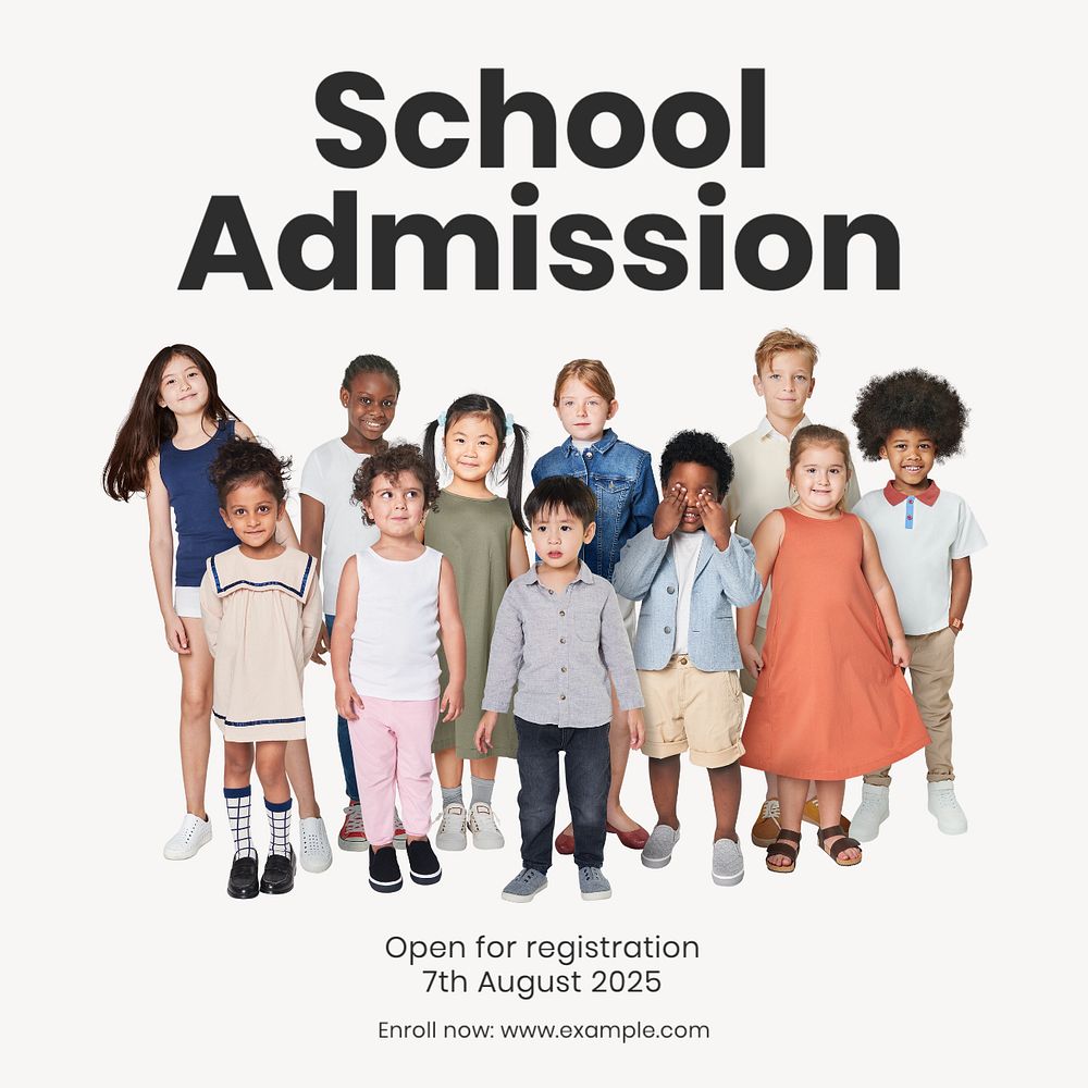 School admission Instagram post template, editable text