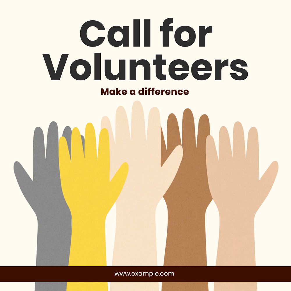 Call for volunteers Instagram post template, editable text