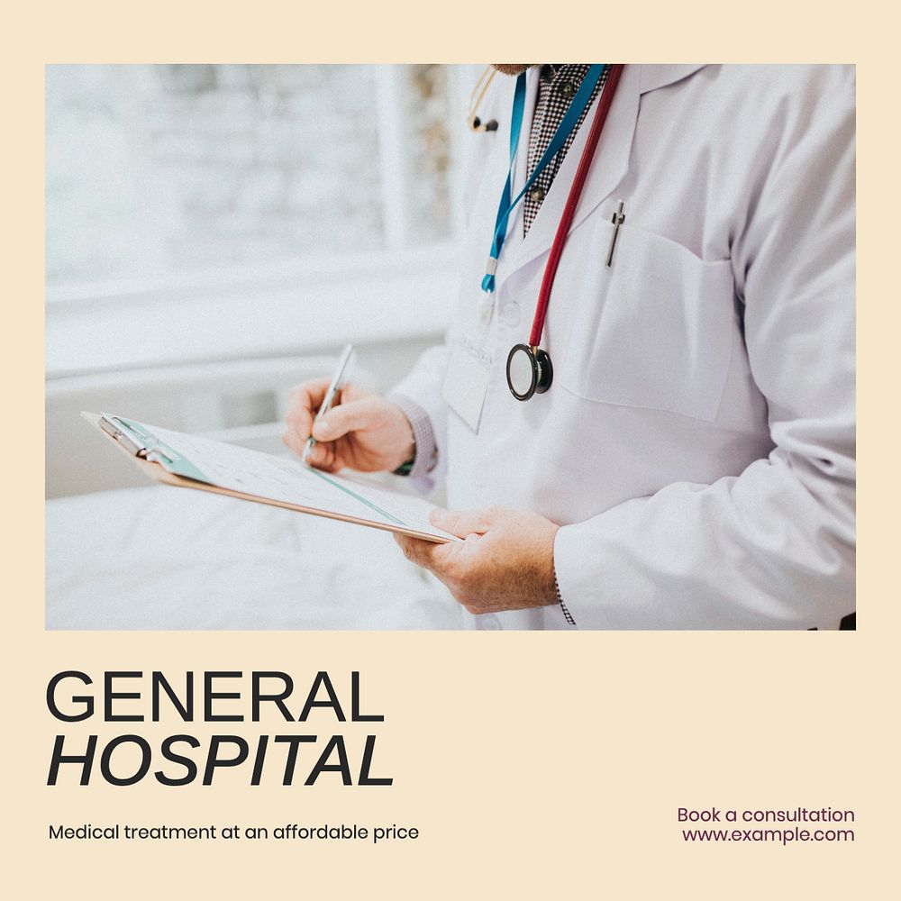 General hospital Instagram post template, editable text