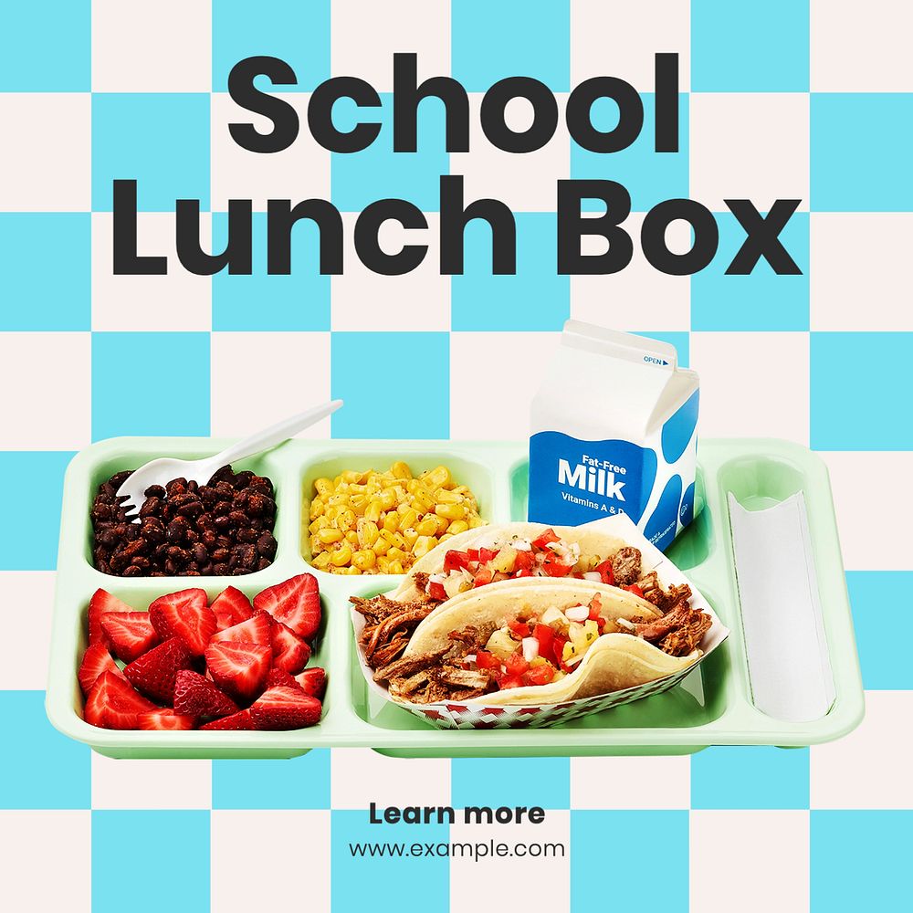 School lunch Instagram post template, editable text