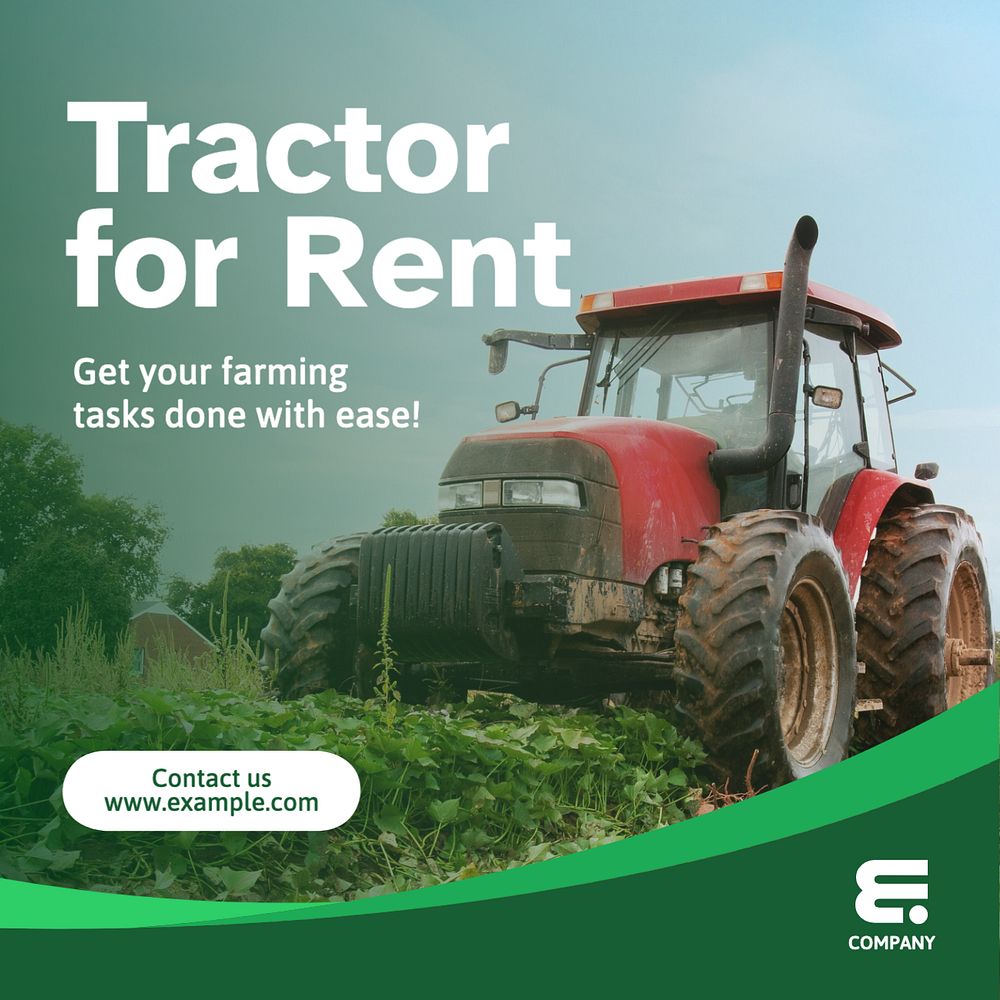 Tractor for rent Instagram post template, editable design