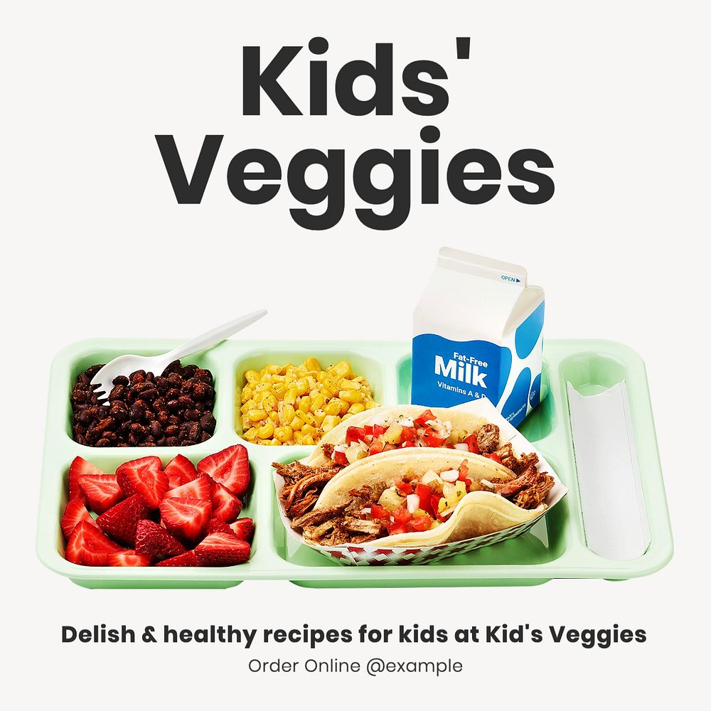 Kids' veggies Instagram post template, editable text