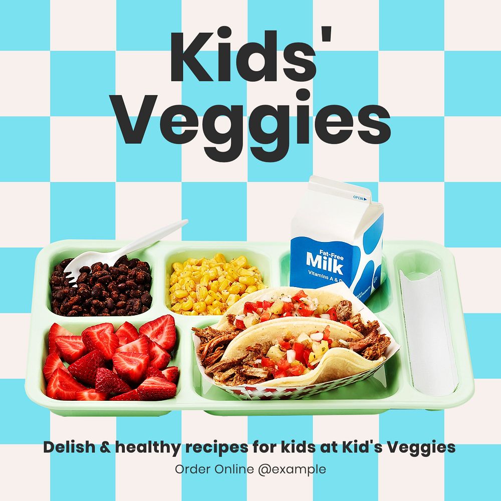 Kids' veggies Instagram post template, editable text