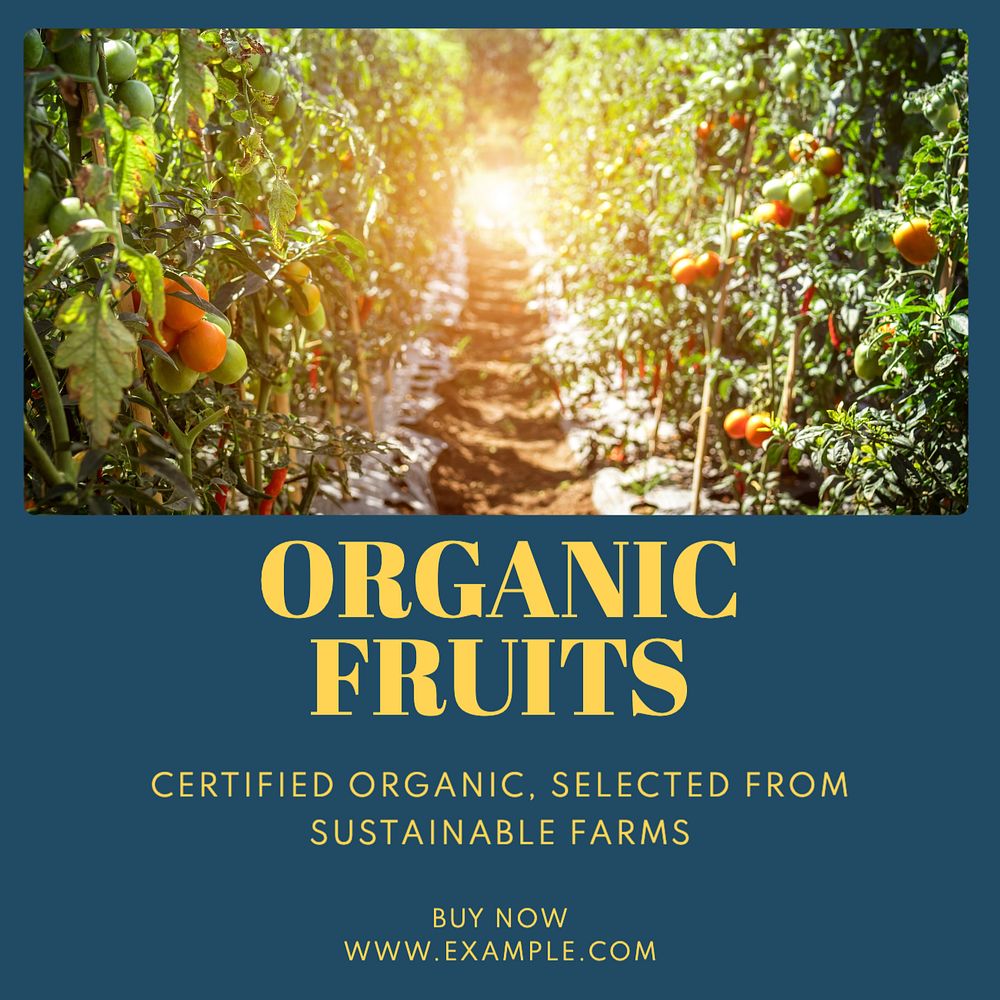 Organic fruits Instagram post template, editable text