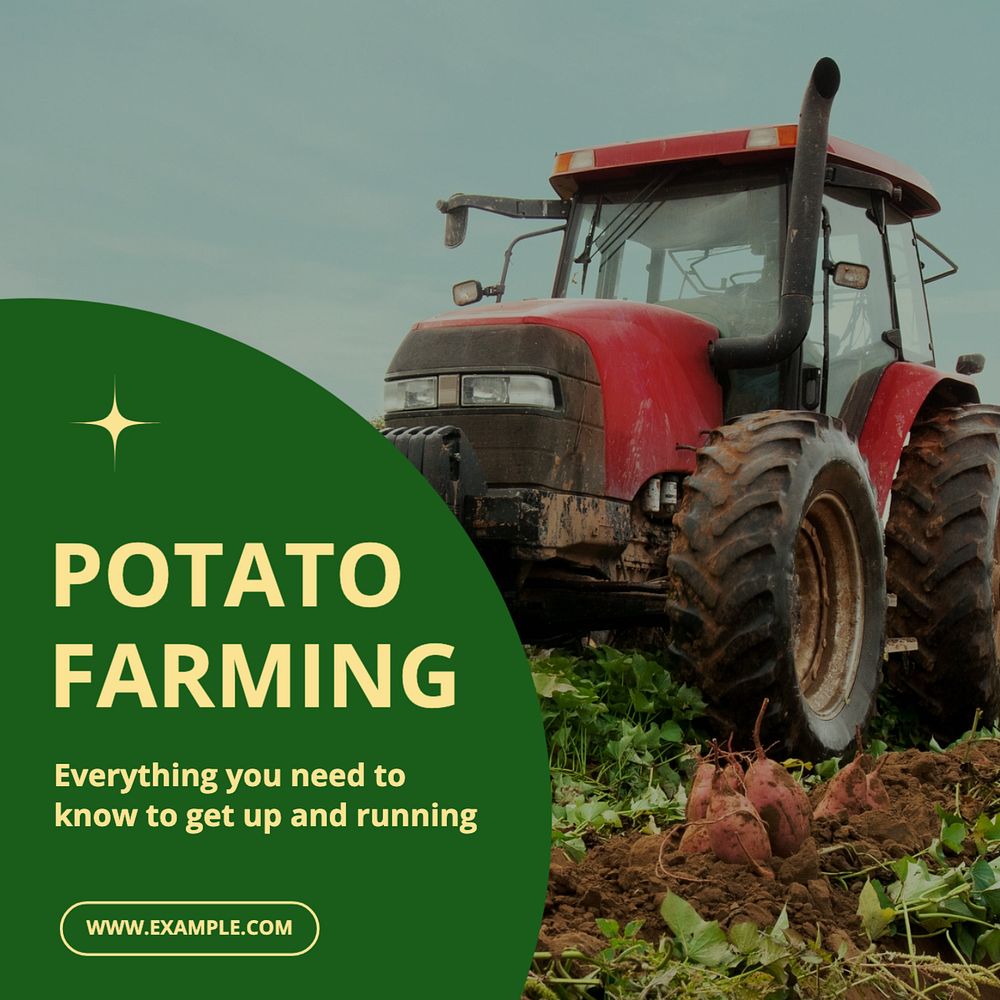 Potato farming Instagram post template, editable design