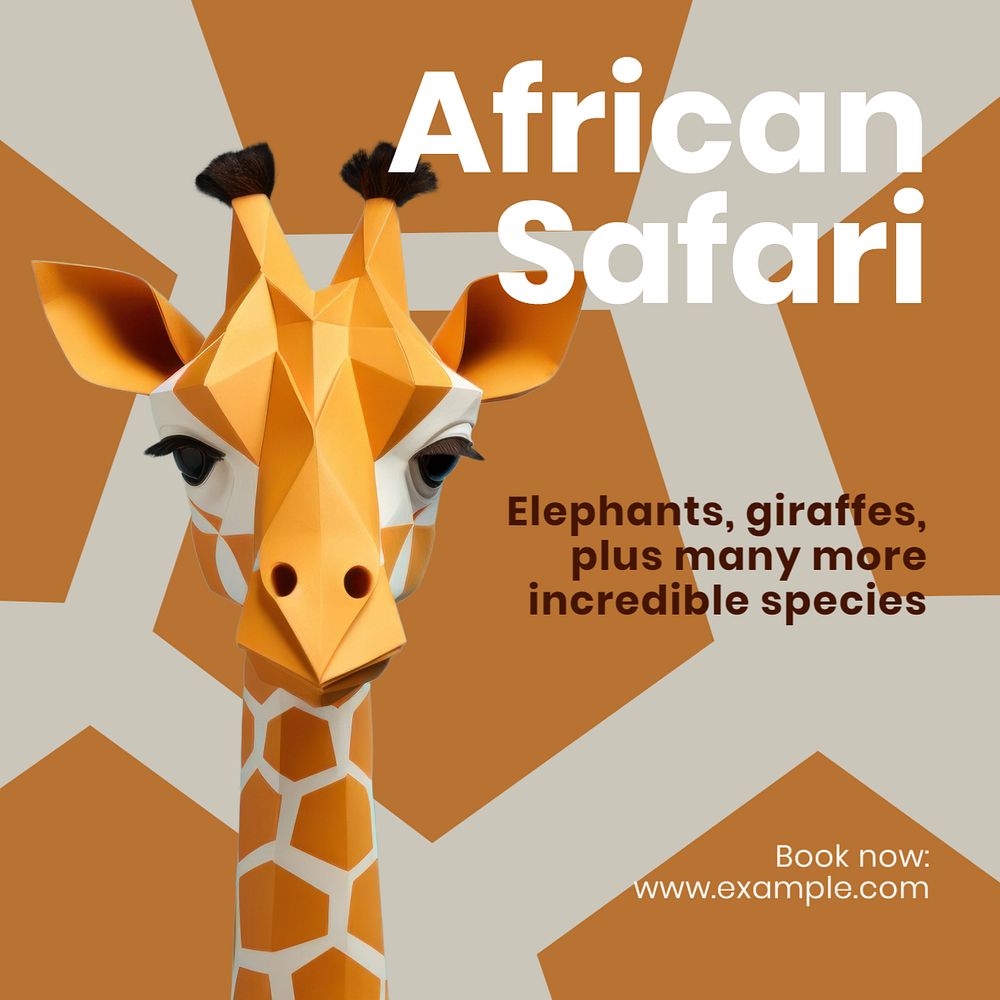 African safari Instagram post template, editable text