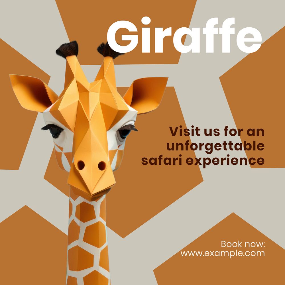 Giraffe safari Instagram post template, editable text