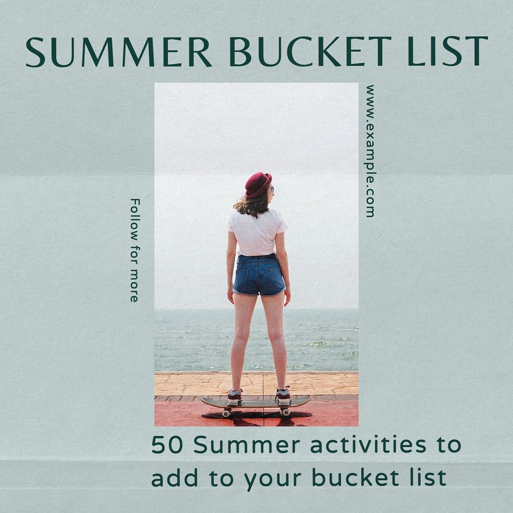 Summer bucket list  Instagram post template, editable text