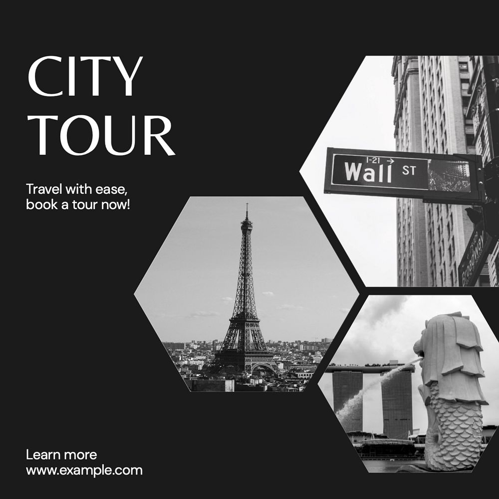 City tour  Instagram post template, editable text