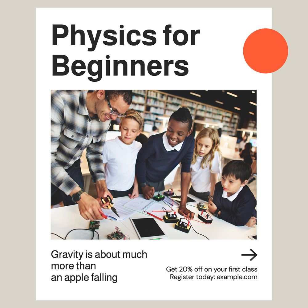 Physics class Instagram post template, editable text