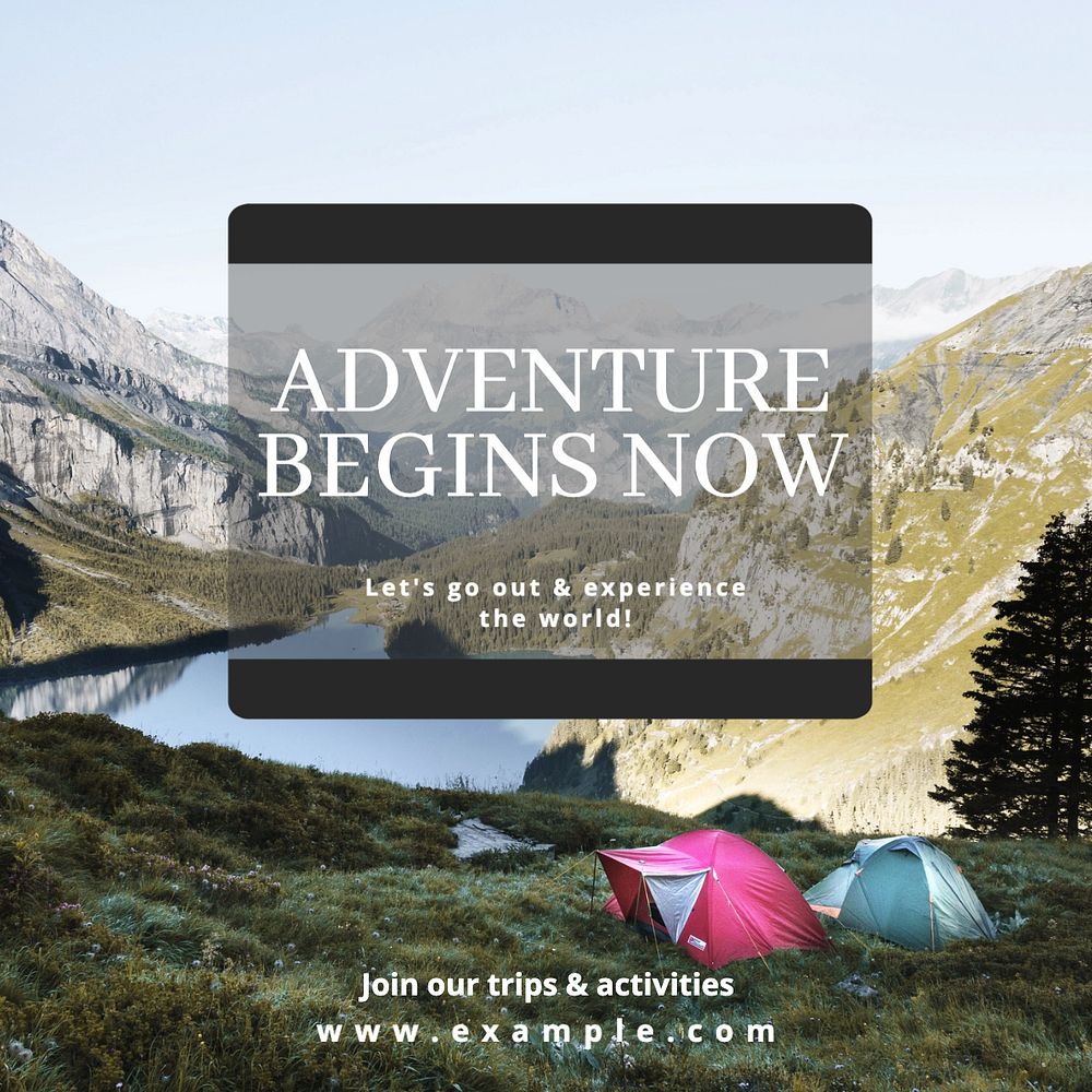 Adventure & travel Instagram post template, editable text