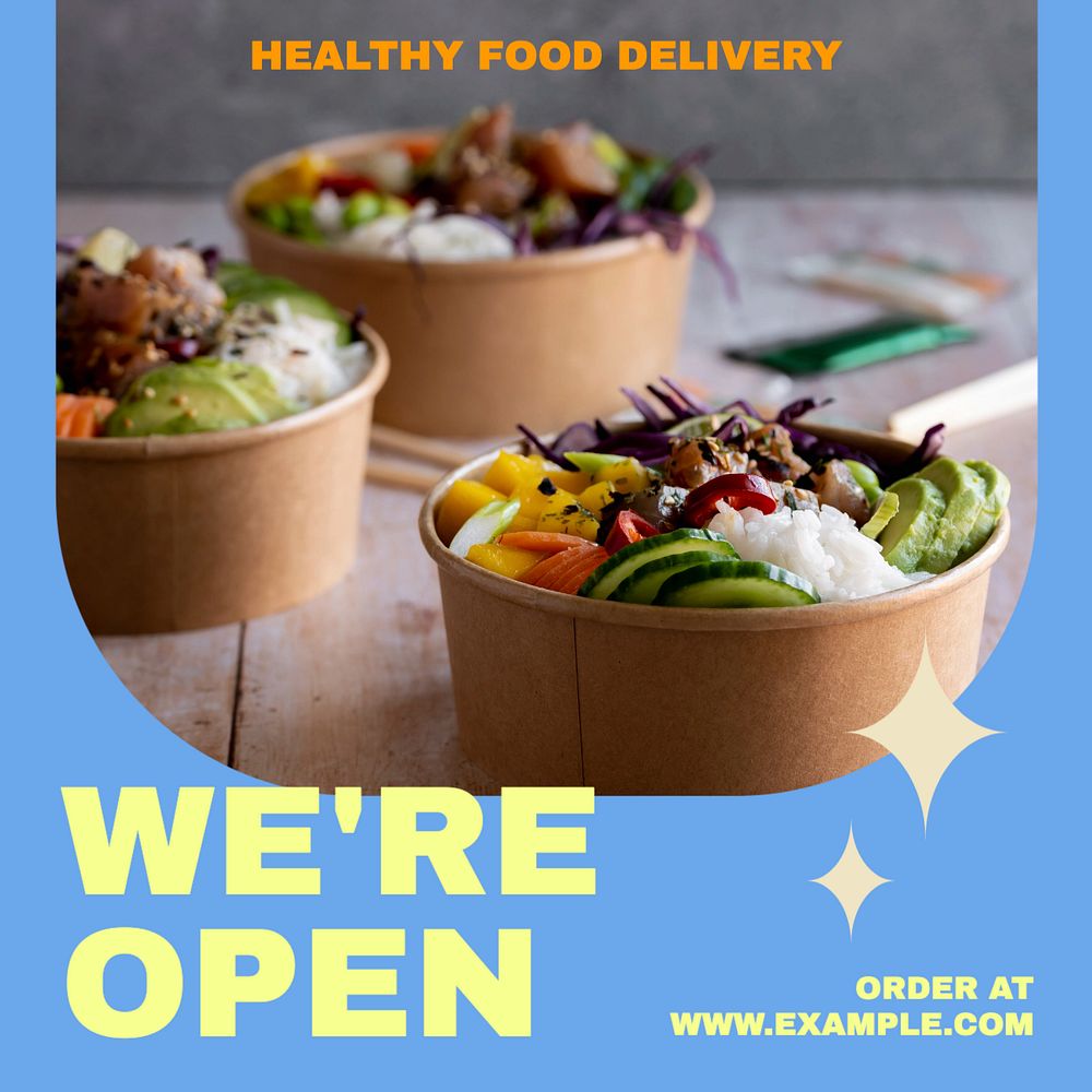 We're open, restaurant Instagram post template, editable text