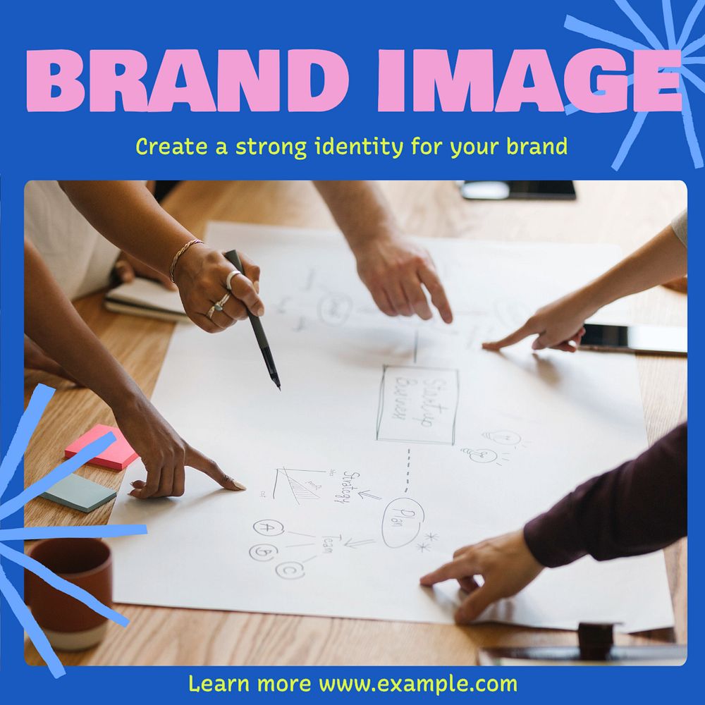 Brand image Instagram post template, editable text