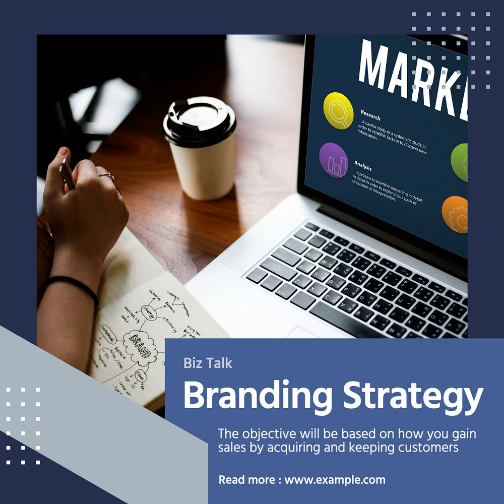 Brand strategy Instagram post template, editable text