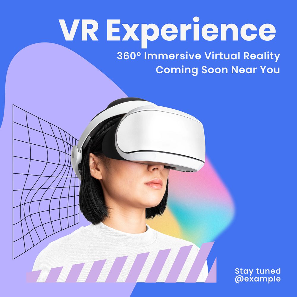 VR experience  Instagram post template, editable text