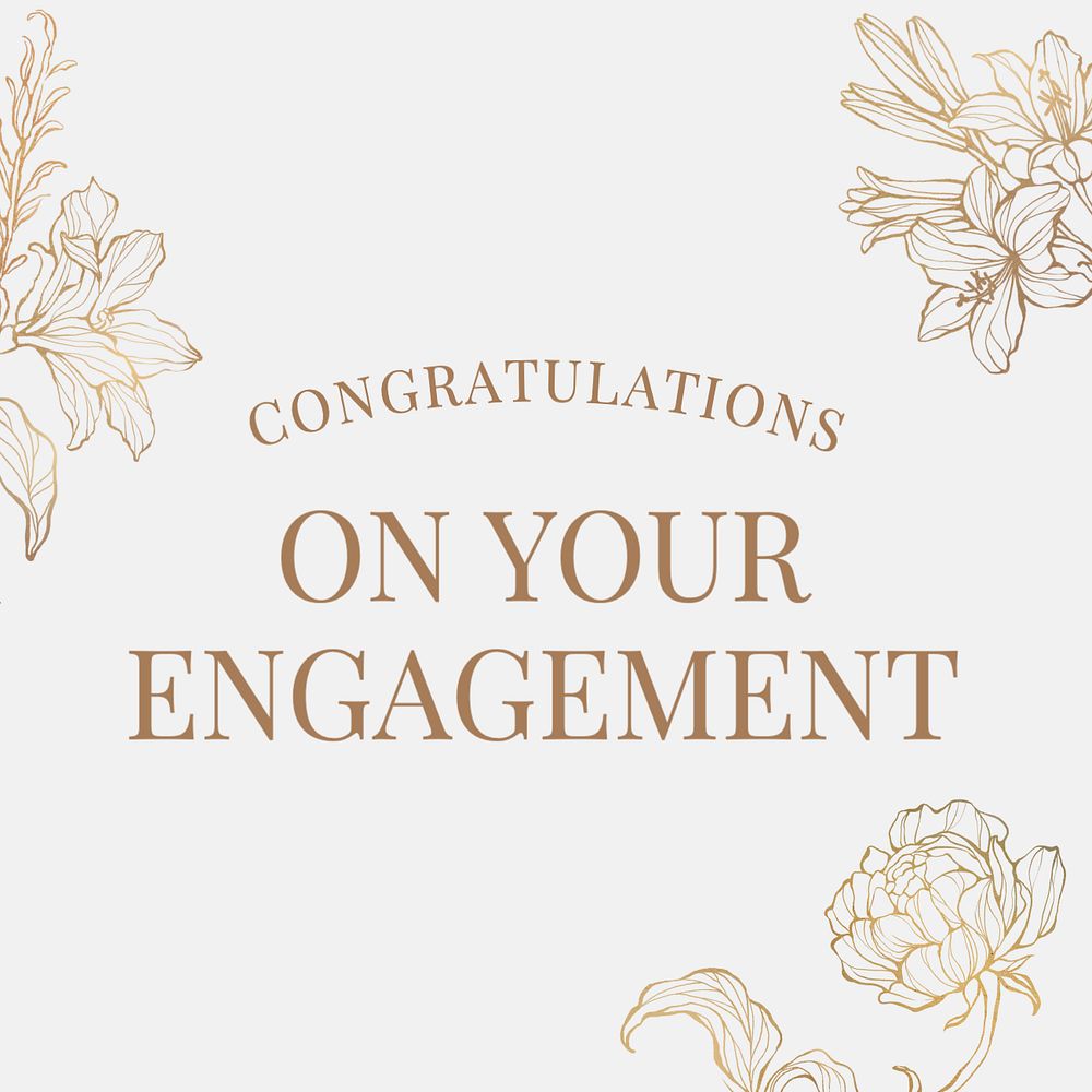 Happy engagement Instagram post template, editable text