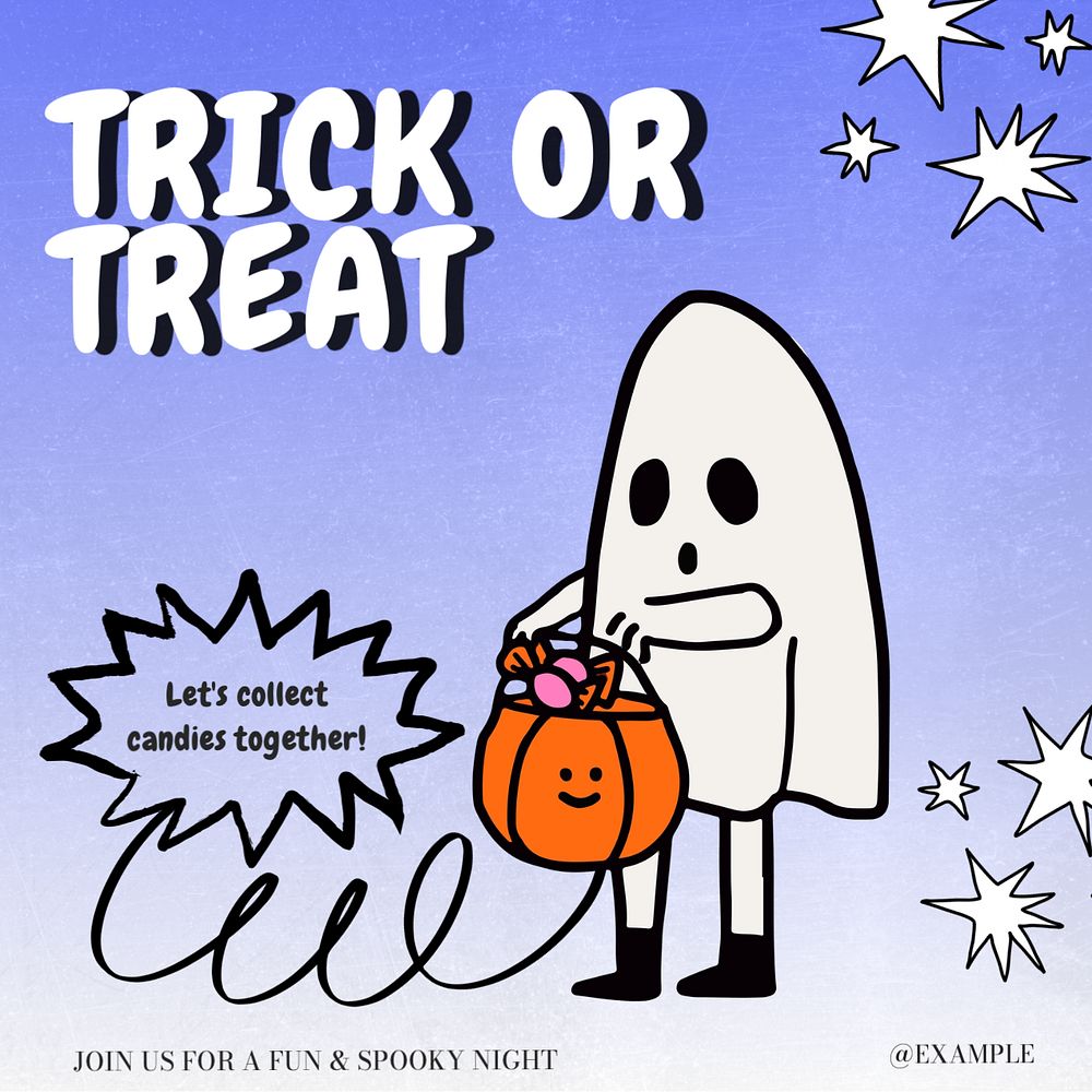 Trick or treat  Instagram post template, editable text