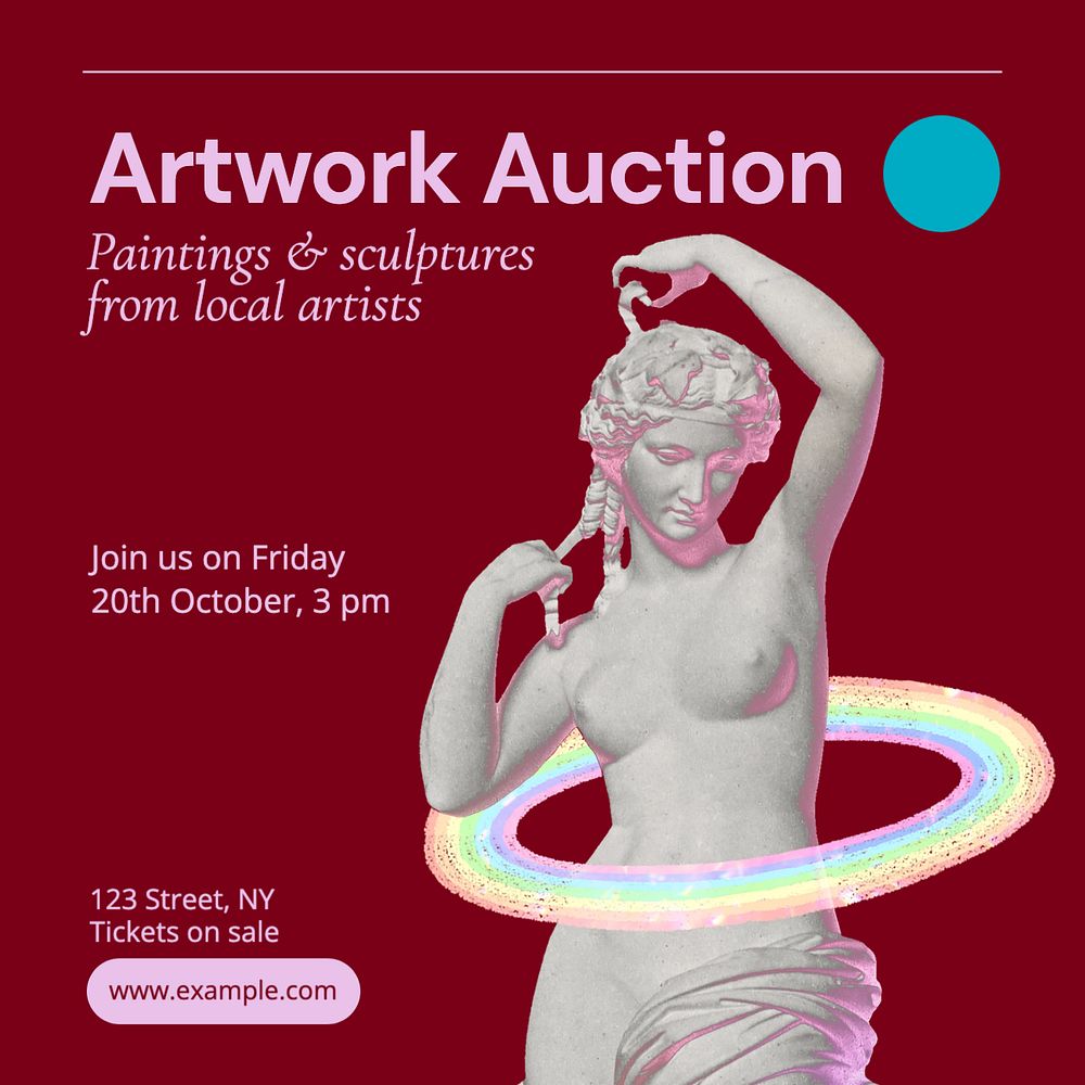 Artwork auction Instagram post template, editable text