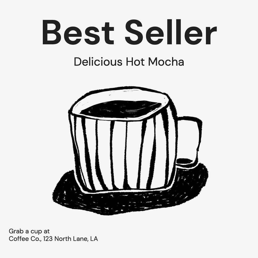 Cafe best seller Instagram post template, editable text