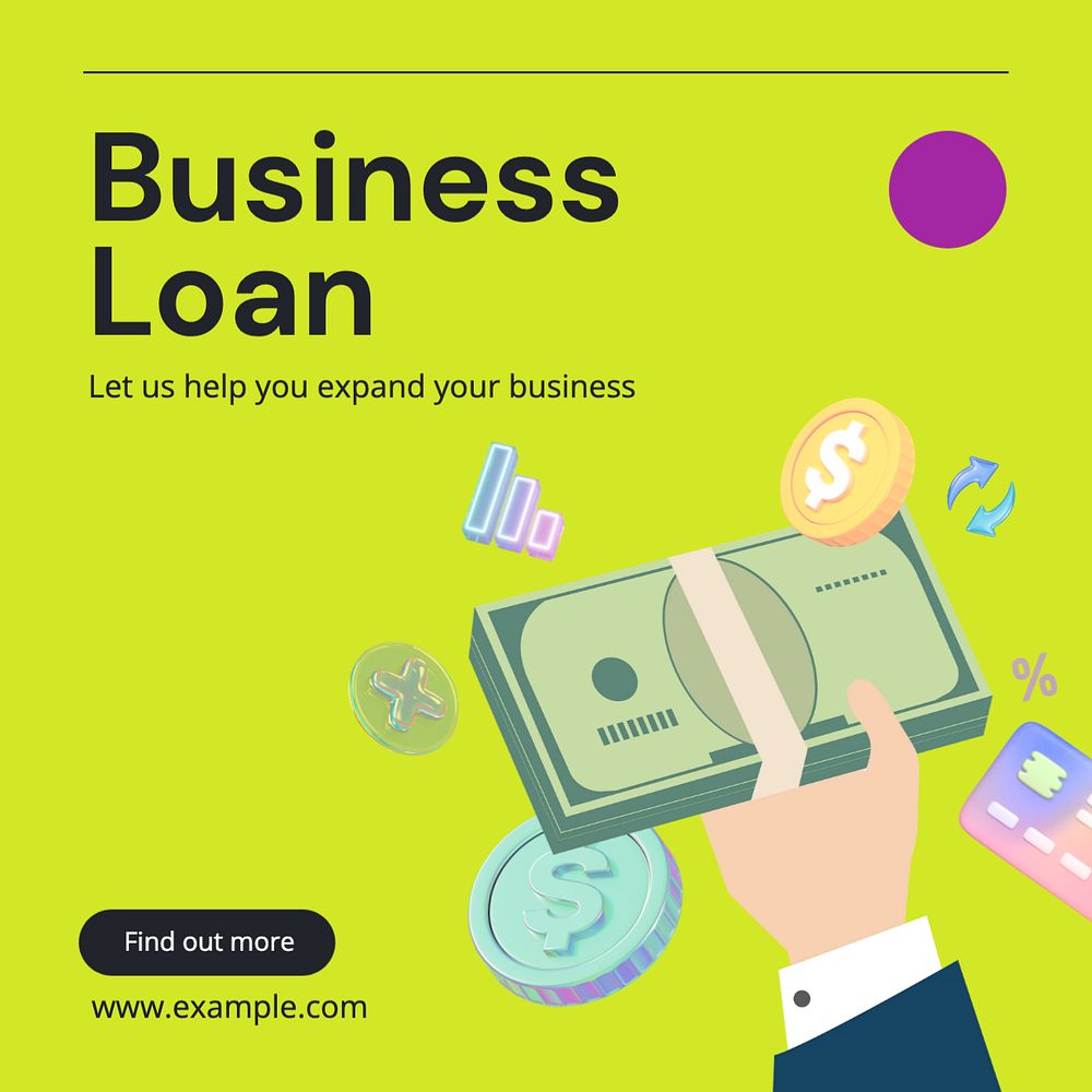 Business loan Instagram post template, editable text