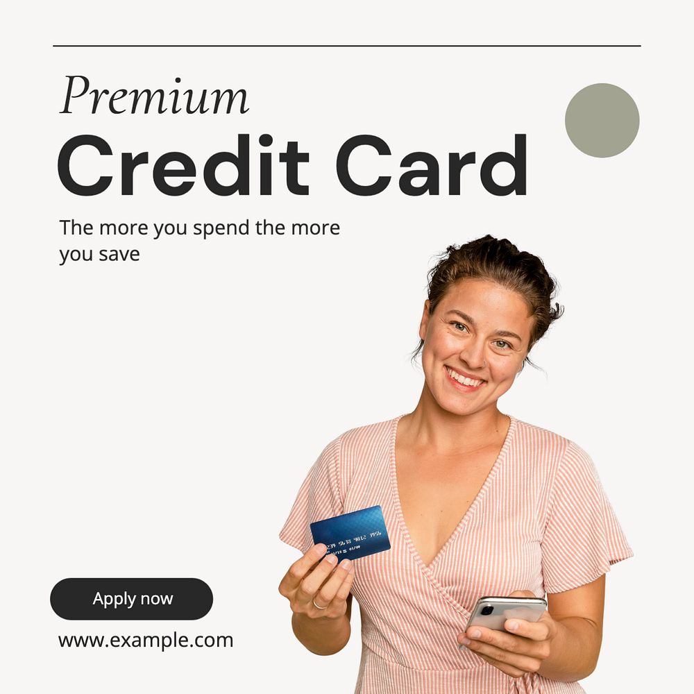 Premium credit card Instagram post template, editable text