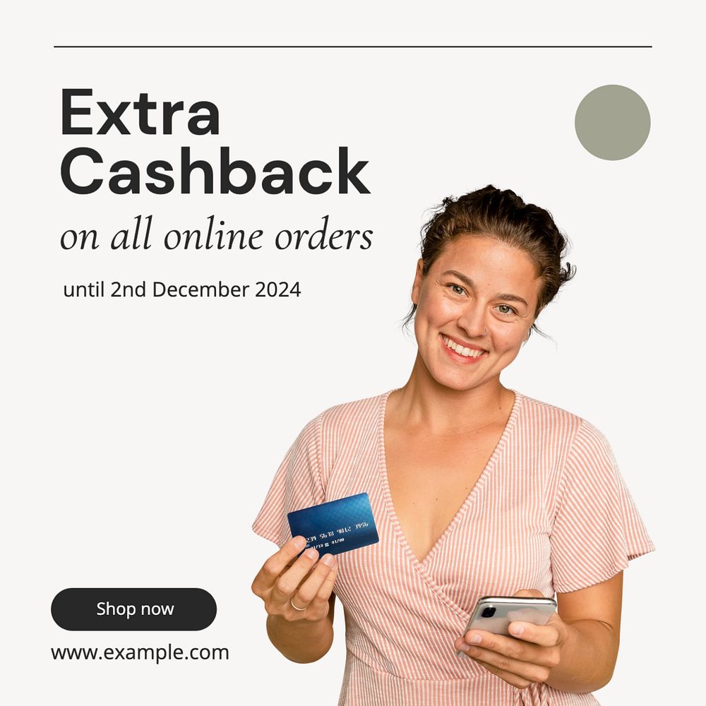 Cashback promotion Instagram post template, editable text