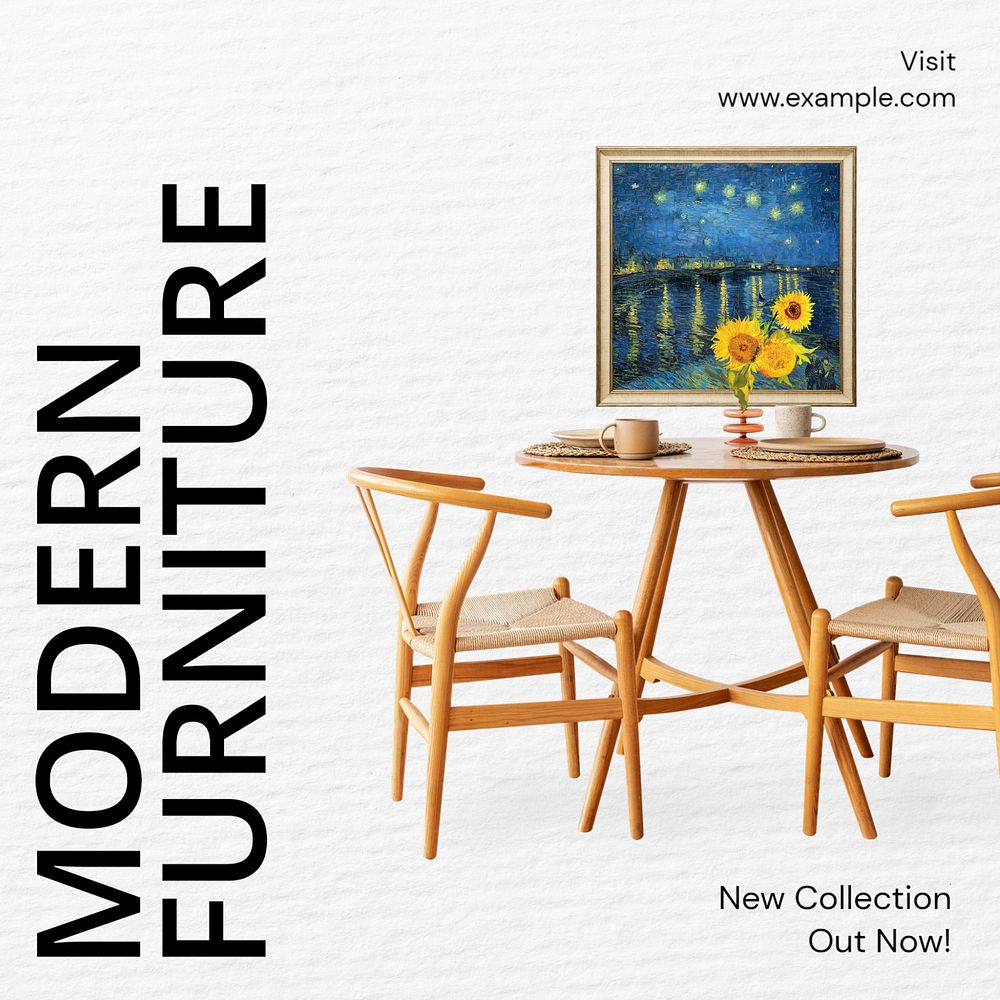 Modern furniture  Instagram post template, editable text