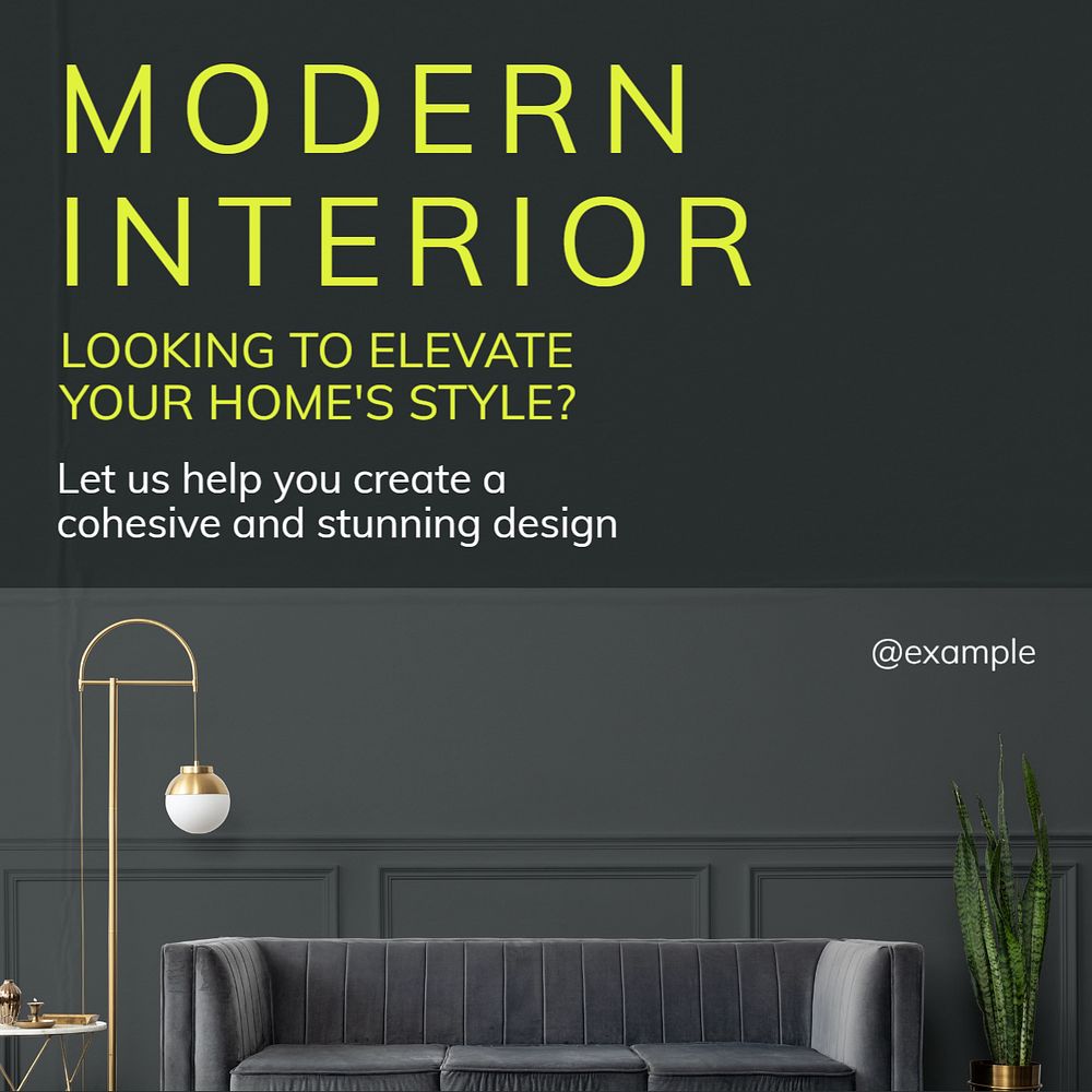 Modern interior  Instagram post template, editable text