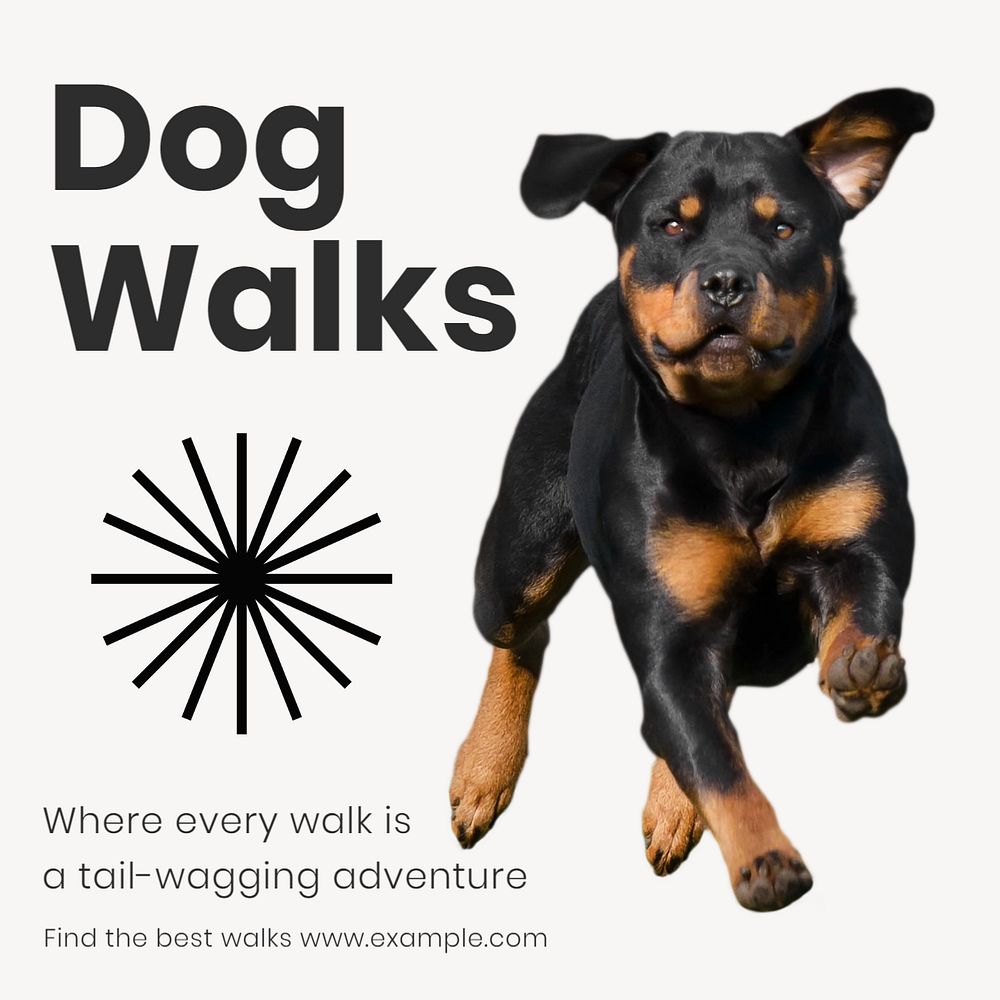 Dog walks Instagram post template, editable text