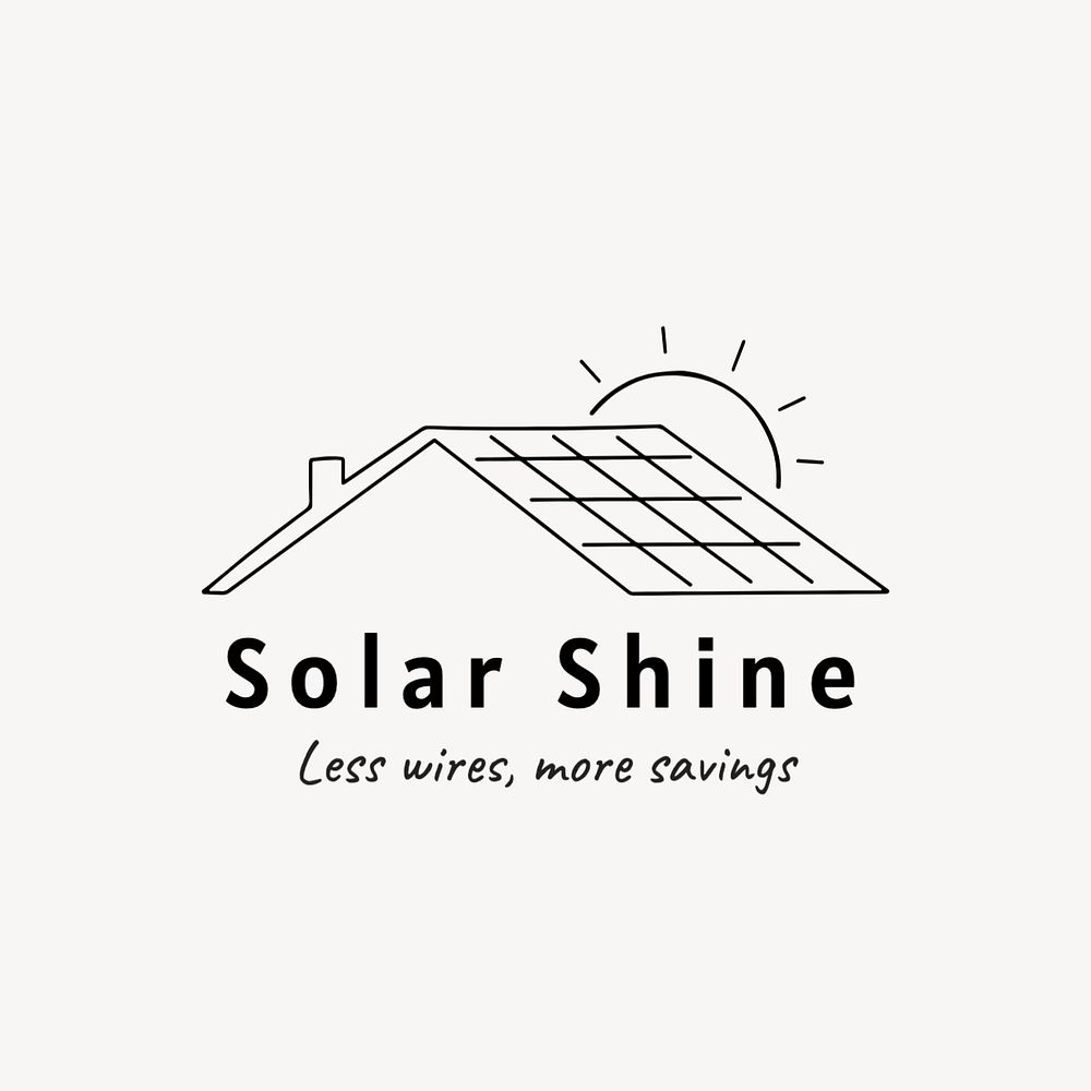 Solar energy editable logo, minimal line art design