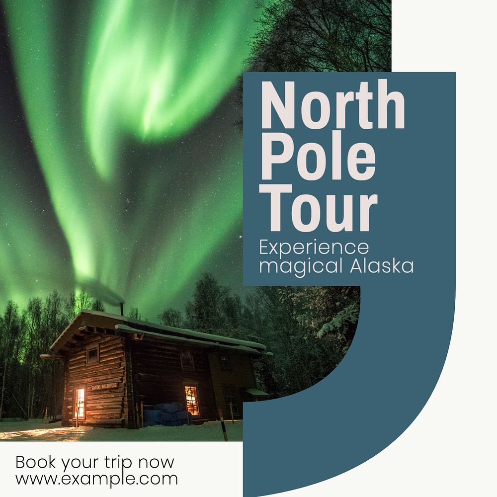 Alaska tour Instagram post template, editable text