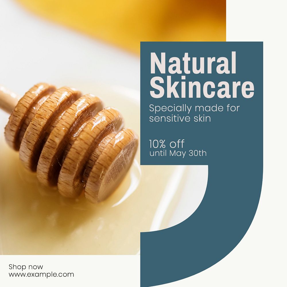 Natural skincare Instagram post template, editable text