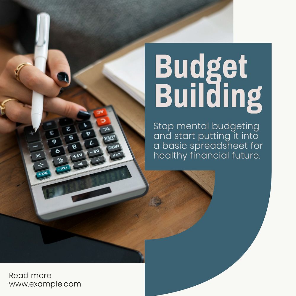 Budget building Instagram post template, editable text