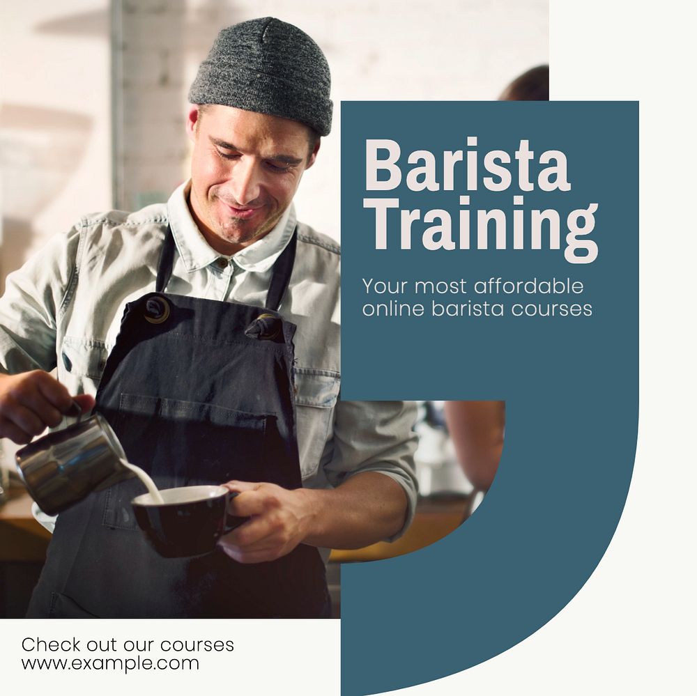 Barista training Instagram post template, editable text