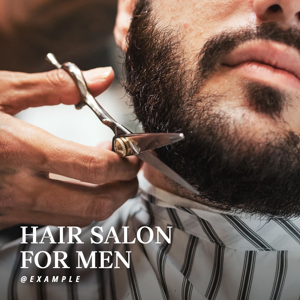 Men salon Instagram post template, editable text