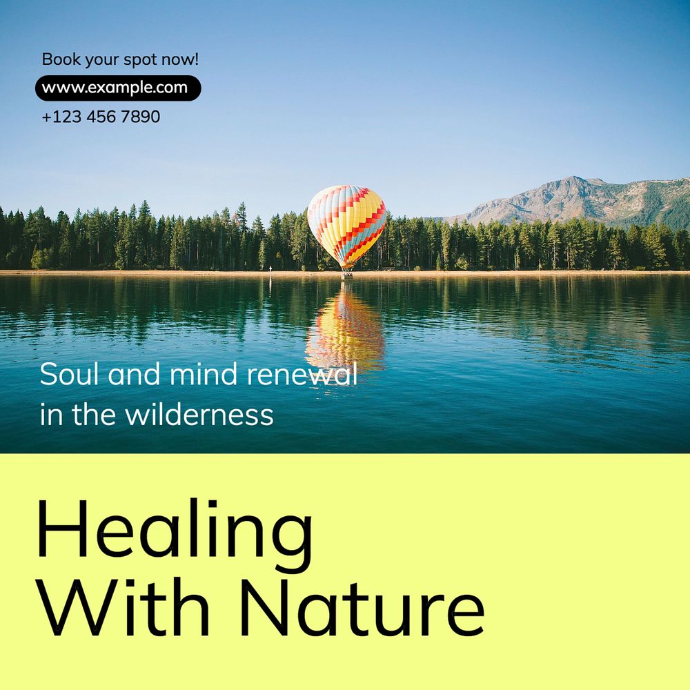 Healing with nature  Instagram post template, editable text