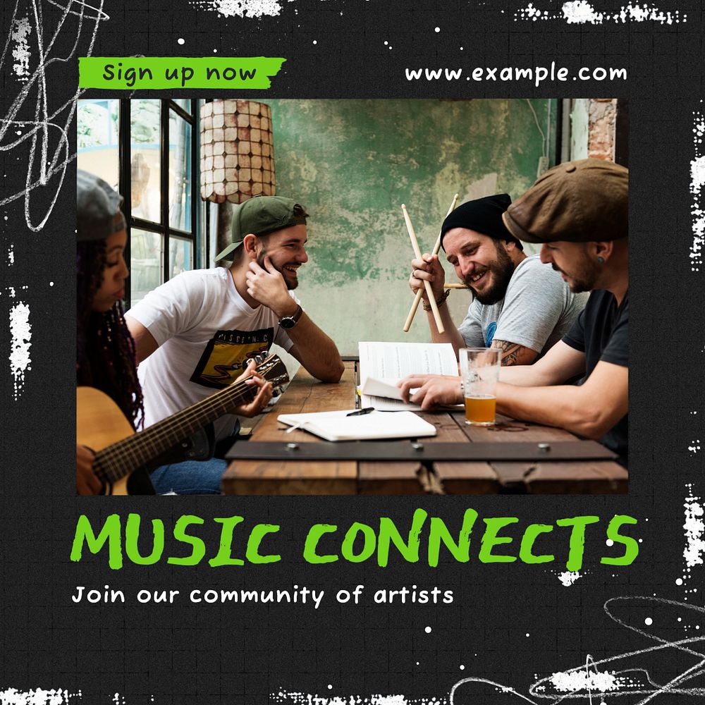 Music connects Instagram post template, editable text