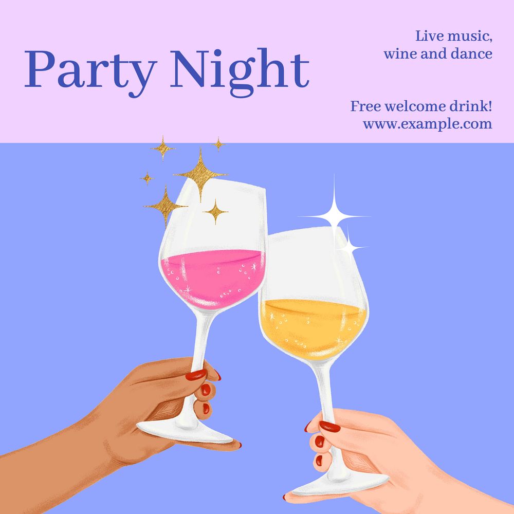 Party night Instagram post template, editable text