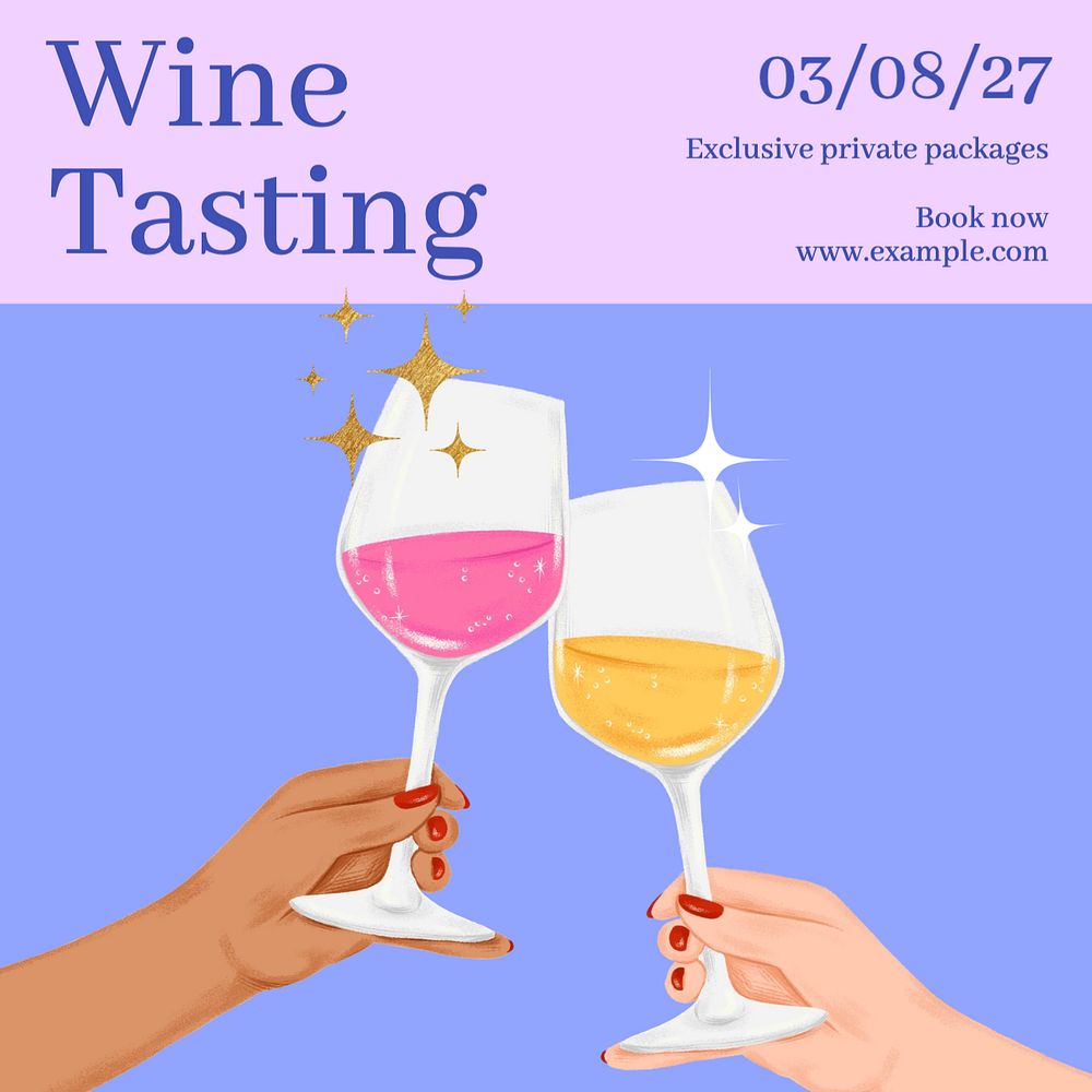 Wine tasting Instagram post template, editable text