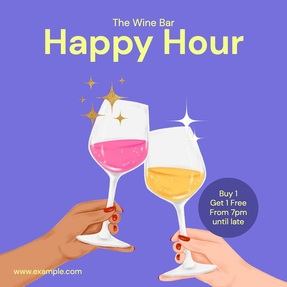 Happy hour Instagram post template, editable text