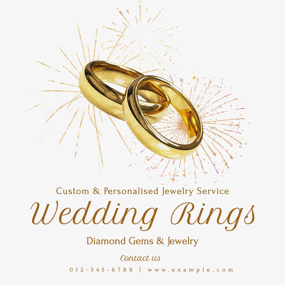 Wedding rings Instagram post template, editable text