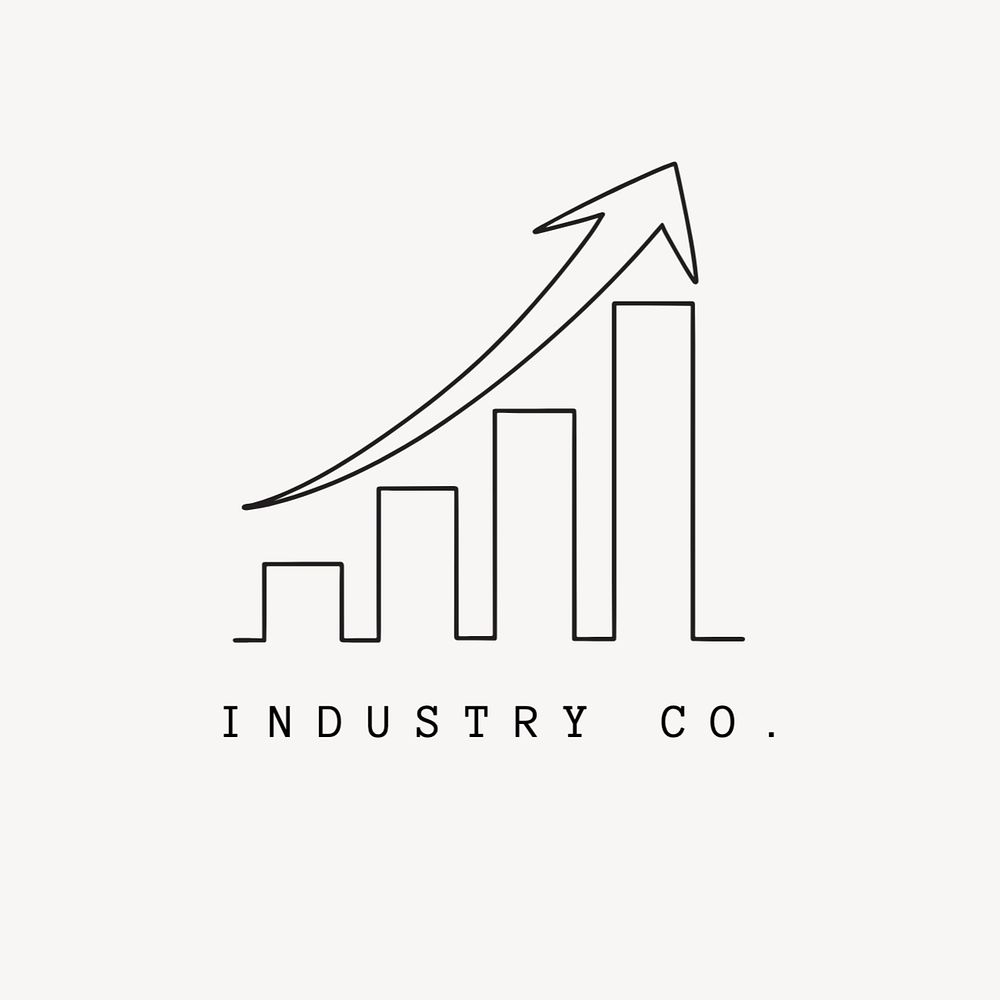 Increasing bar charts editable logo, minimal line art design