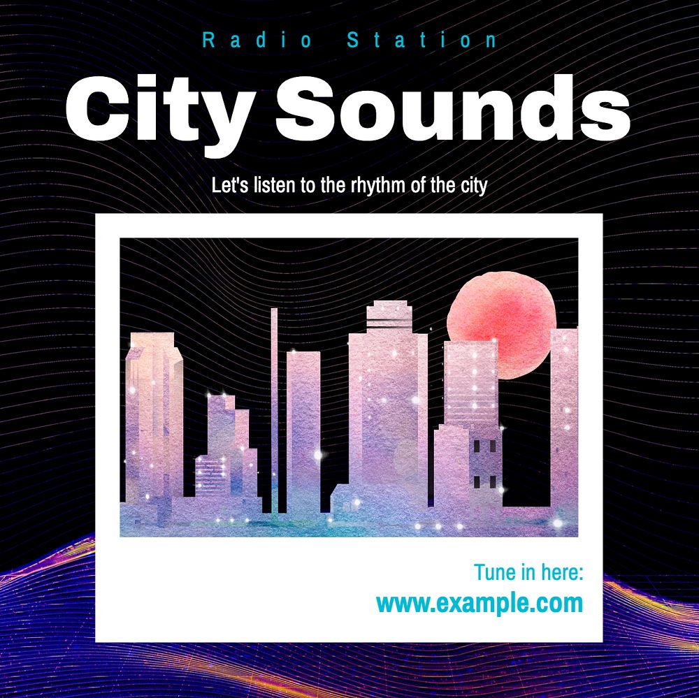 City sounds Instagram post template, editable text