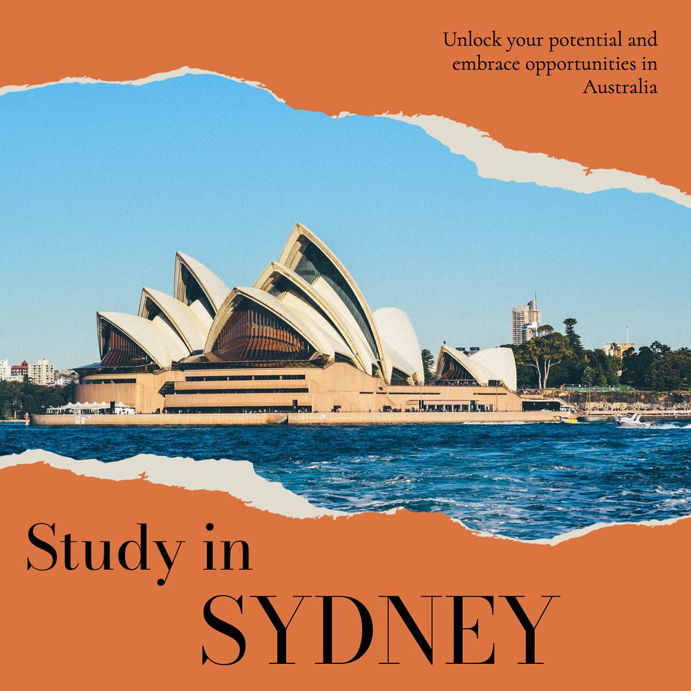 Study abroad Instagram post template, editable text