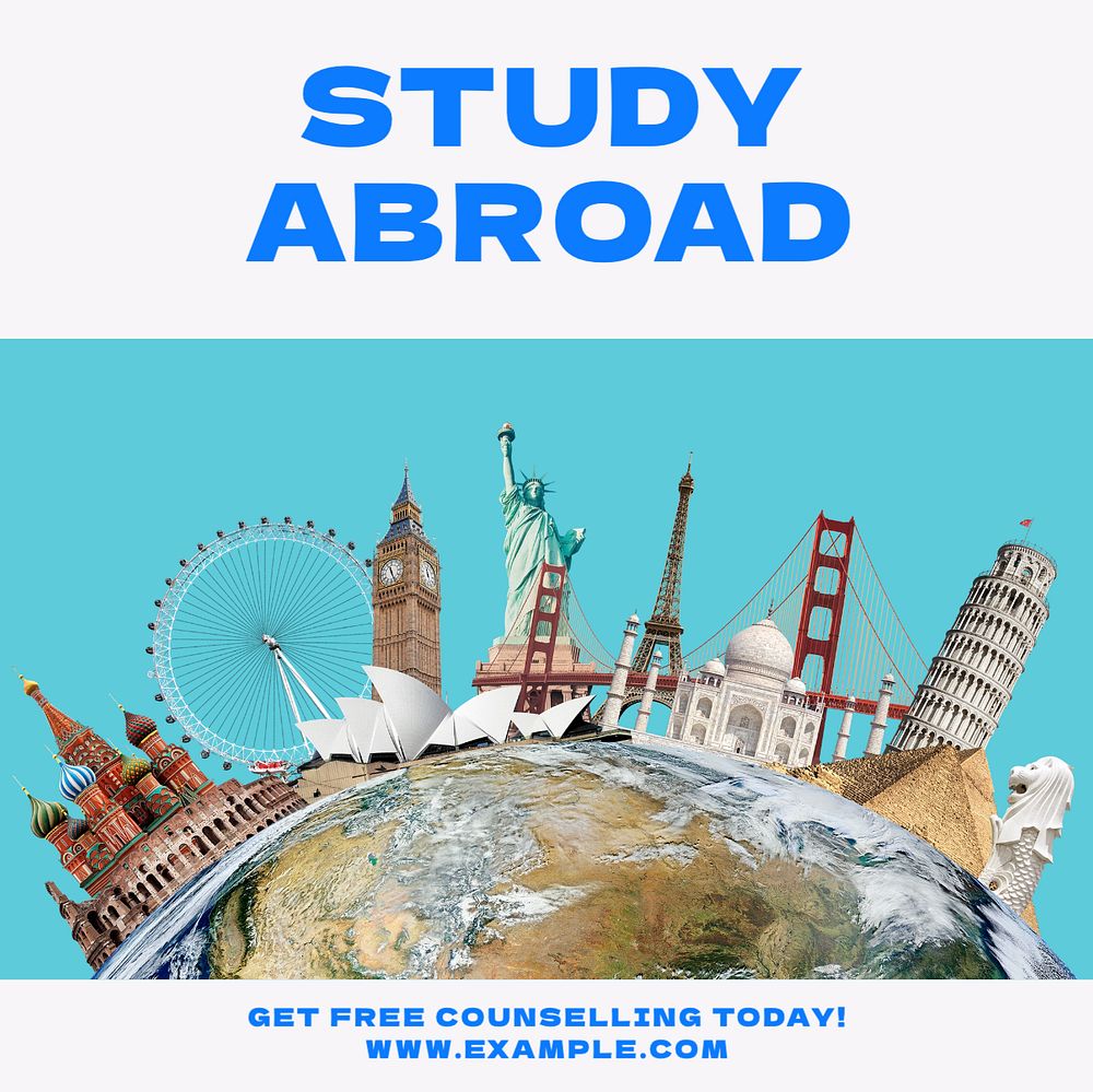 Study abroad counseling Instagram post template, editable text